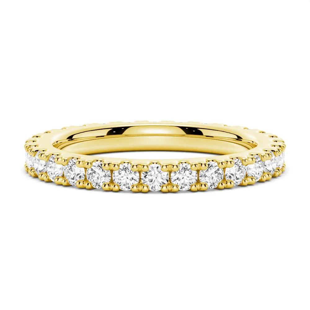 French Pave Round Cut Moissanite Eternity Band Casual Flow