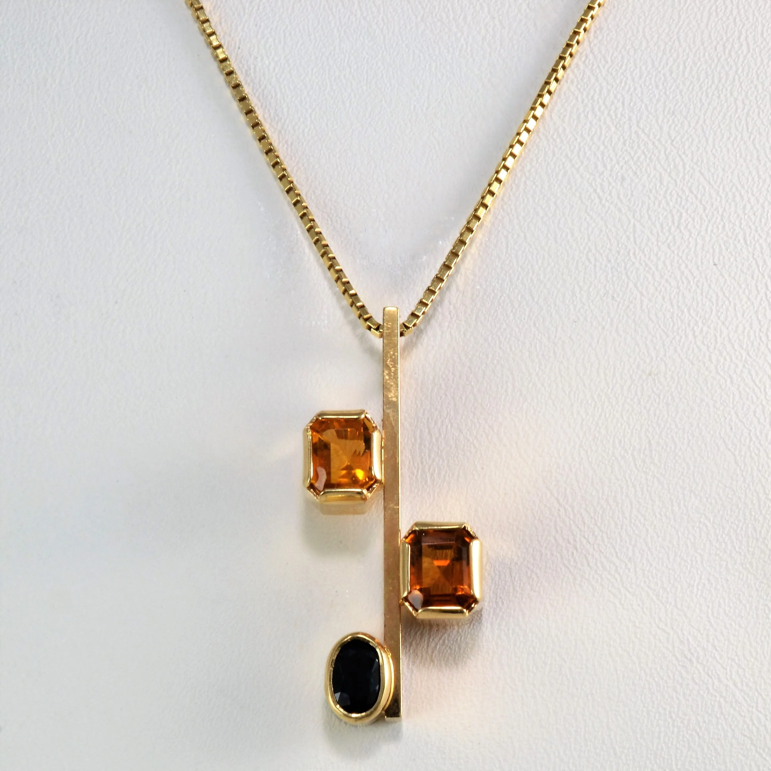 Stylish Element Unique Design Multi-Gemstone Stick Pendant Necklace | 18''|