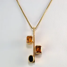 Stylish Element Unique Design Multi-Gemstone Stick Pendant Necklace | 18''|