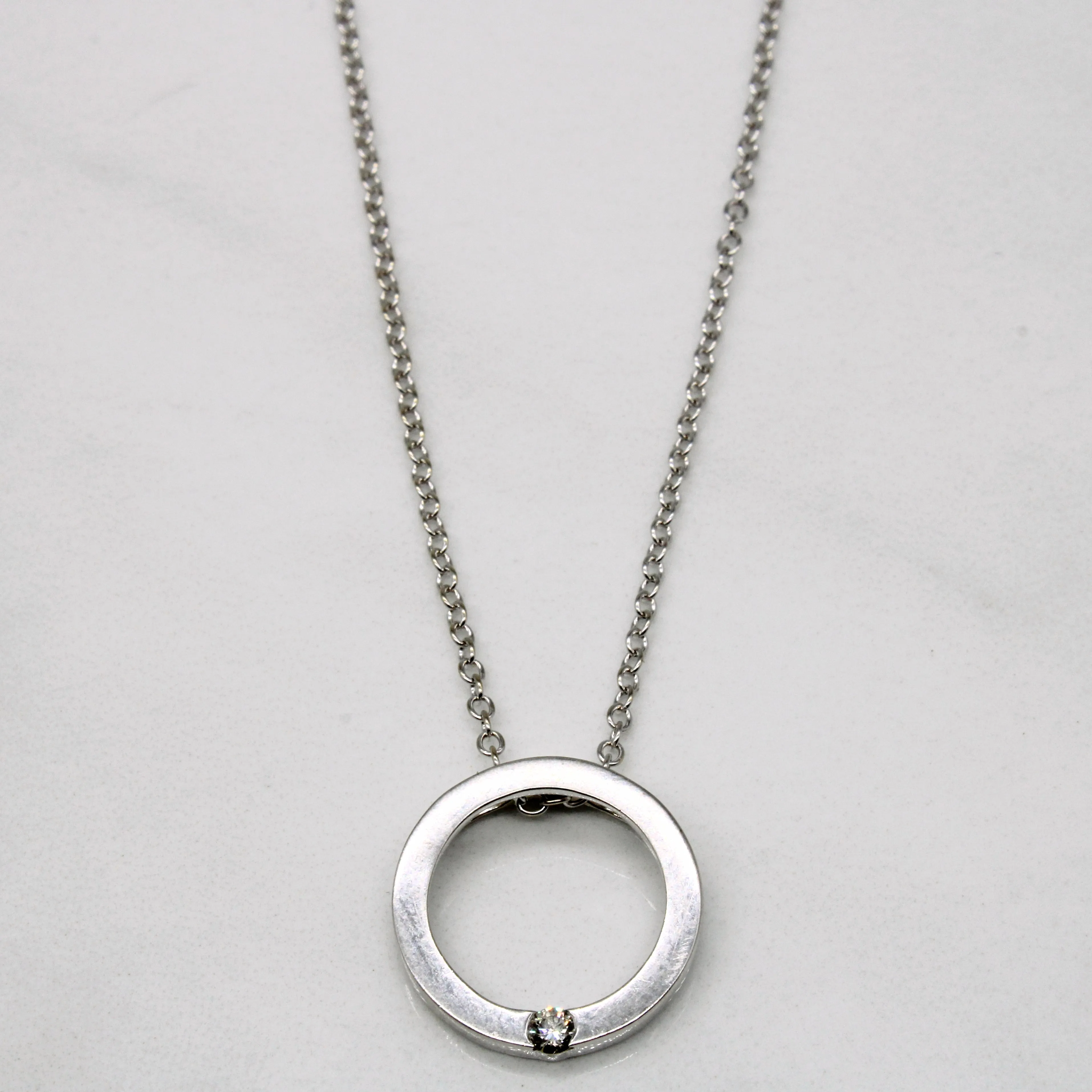 Diamond Circle Pendant | 0.04ct | 17" | Glamorous Design