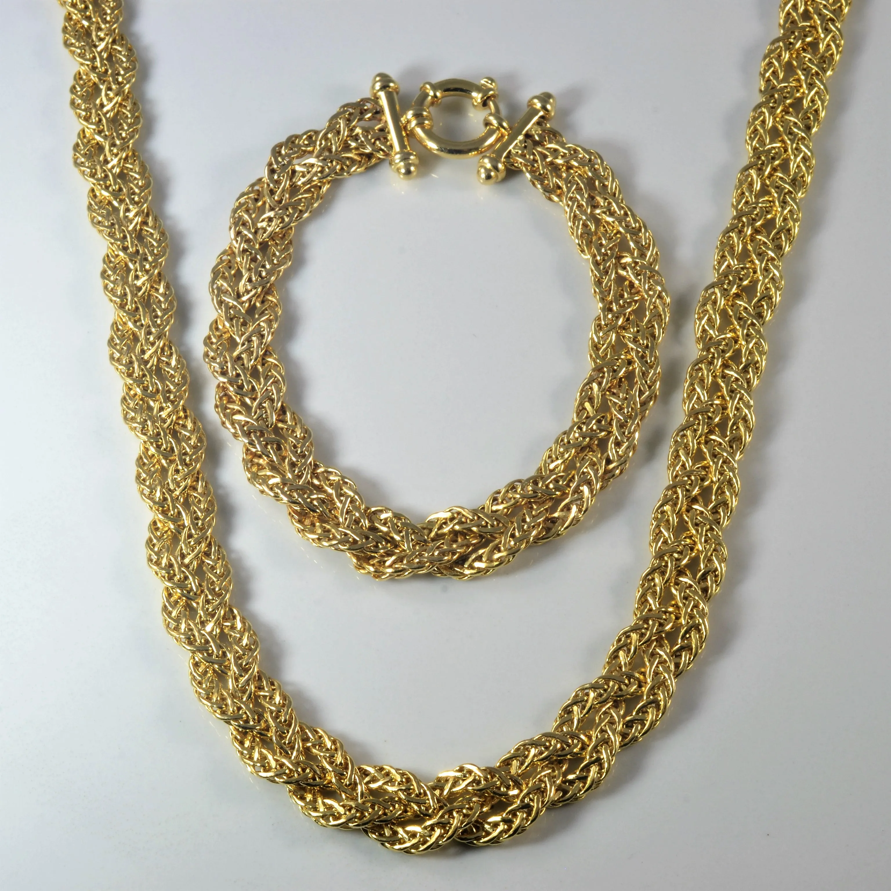 Braided Chain Necklace & Bracelet Set | Glamorous Edge Chic Style