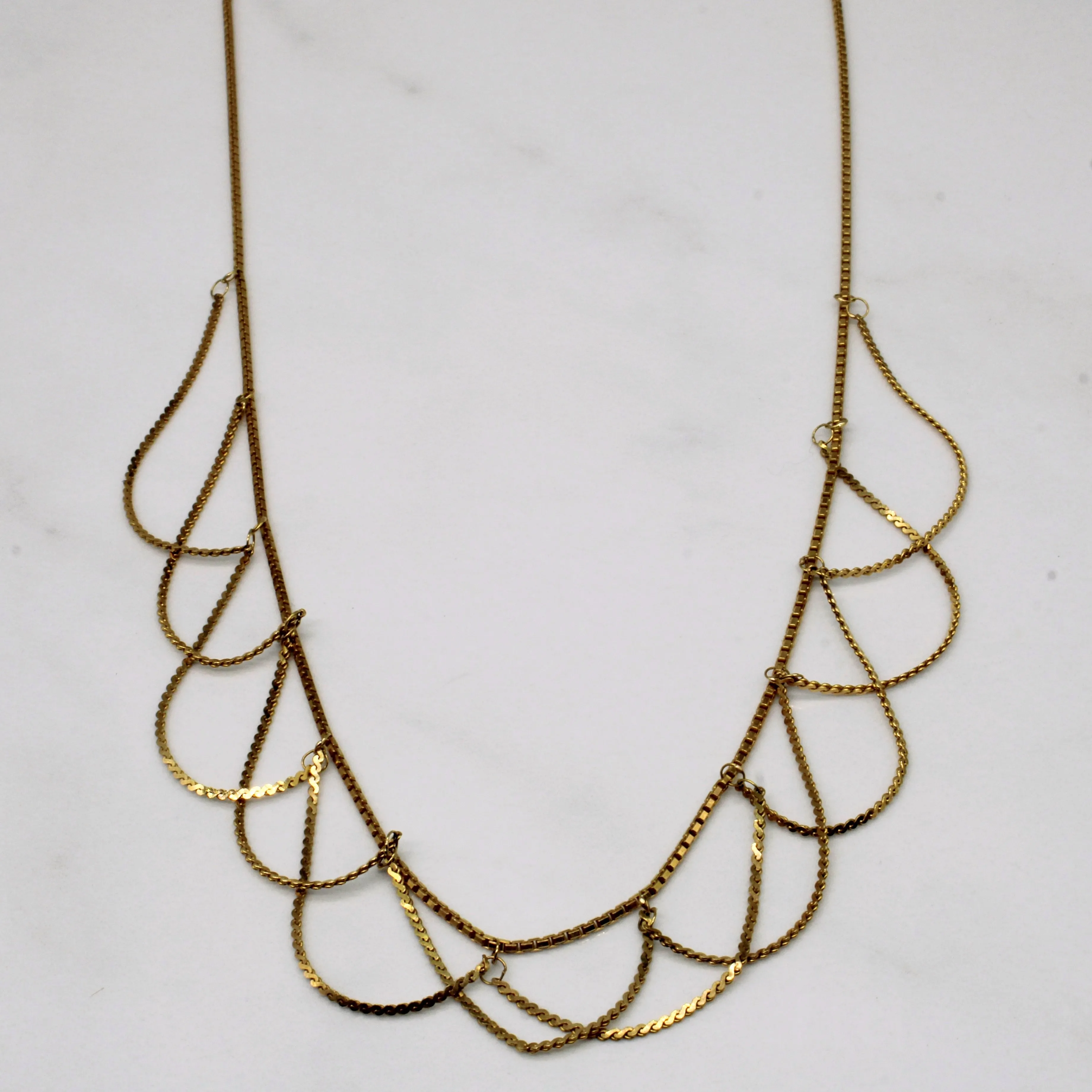 14k Yellow Gold Draping Necklace | 16" | Luxurious Gem Lustrous Edge