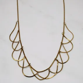 14k Yellow Gold Draping Necklace | 16" | Luxurious Gem Lustrous Edge