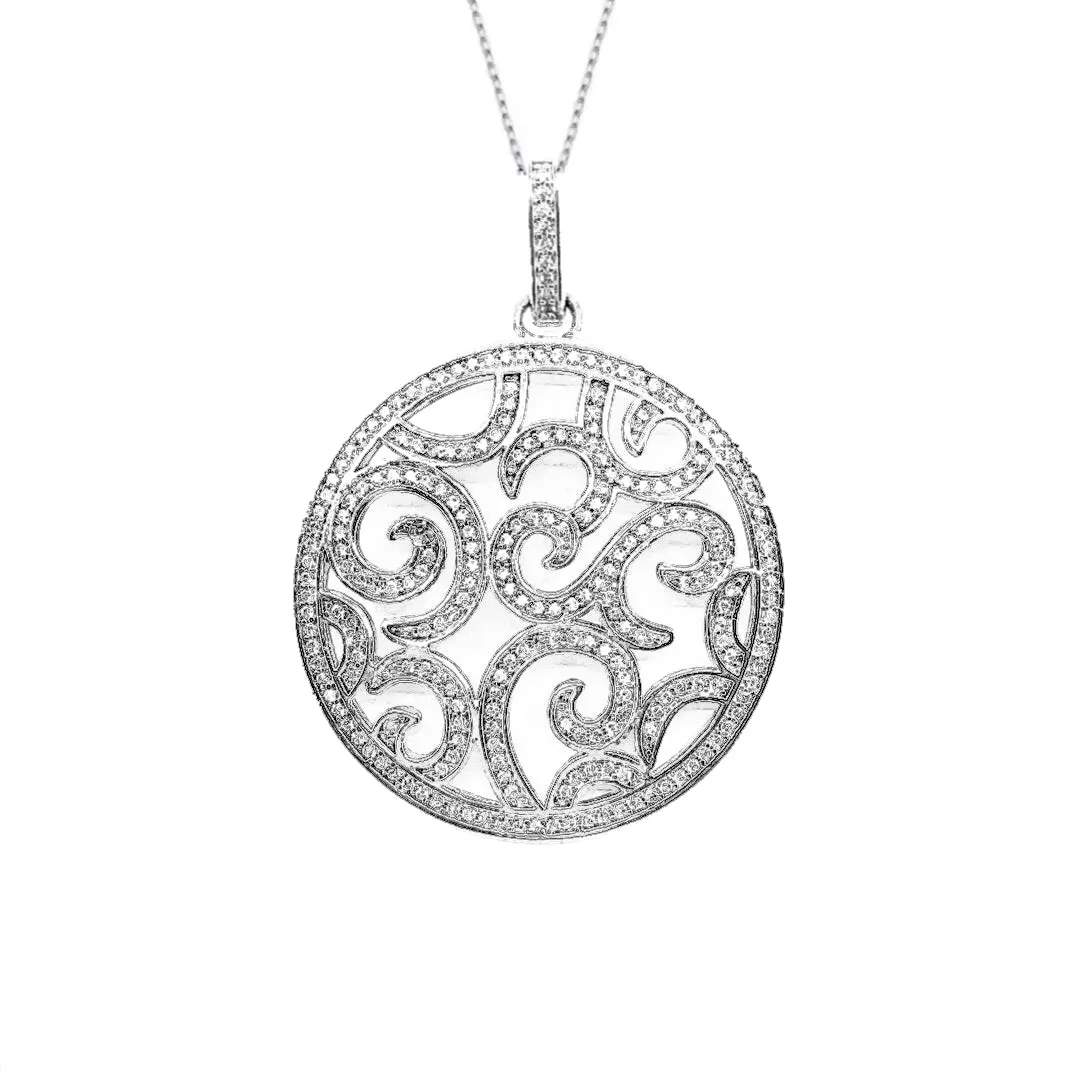 Amazing Adornment Spring Style Sterling Silver Circle Pendant Necklace