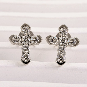 Louily Moissanite Cross Earrings Shiny Jewels Natural Flow