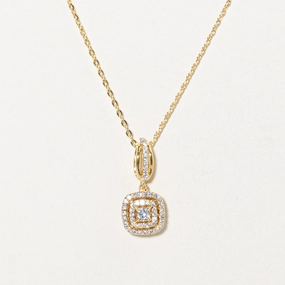 Diamond Double Halo Pendant Necklace | 0.21ctw | 16" | Radiant Touch Pieces Distinctive Style Pieces