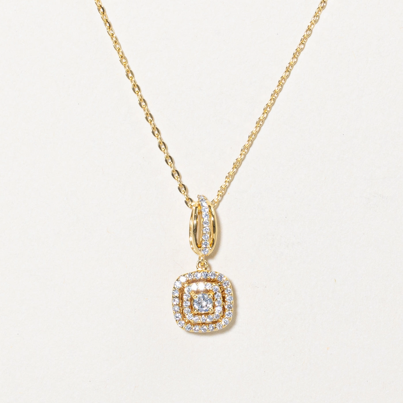 Diamond Double Halo Pendant Necklace | 0.21ctw | 16" | Radiant Touch Pieces Distinctive Style Pieces