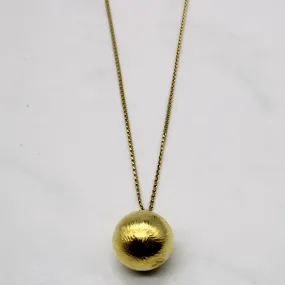 18k Yellow Gold Globe Pendant & Necklace | 25" | Opulent Look Modern Glam