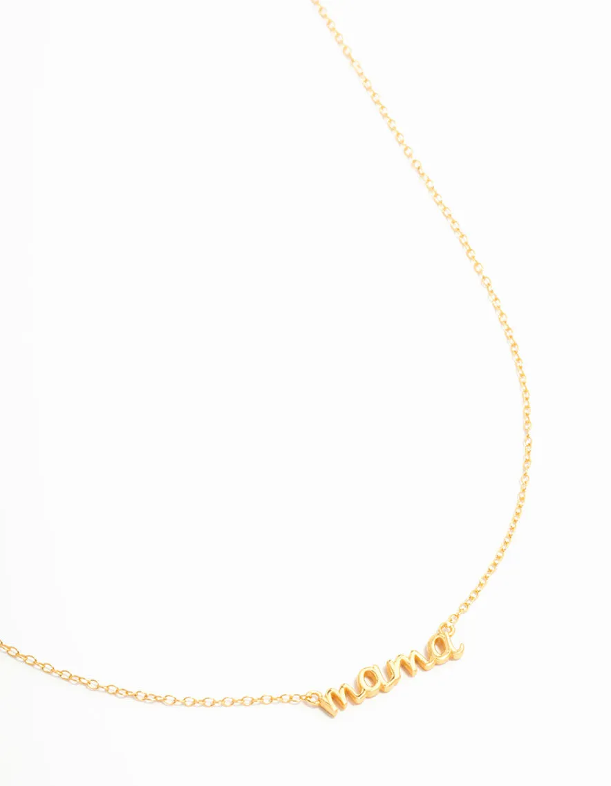 Gold Plated Sterling Silver Mama Necklace Youthful Glow Romantic Moment