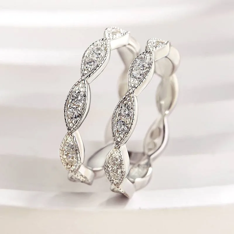 Louily Special Round Cut Jacket Wedding Band For Women In Sterling Silver Polished Spark