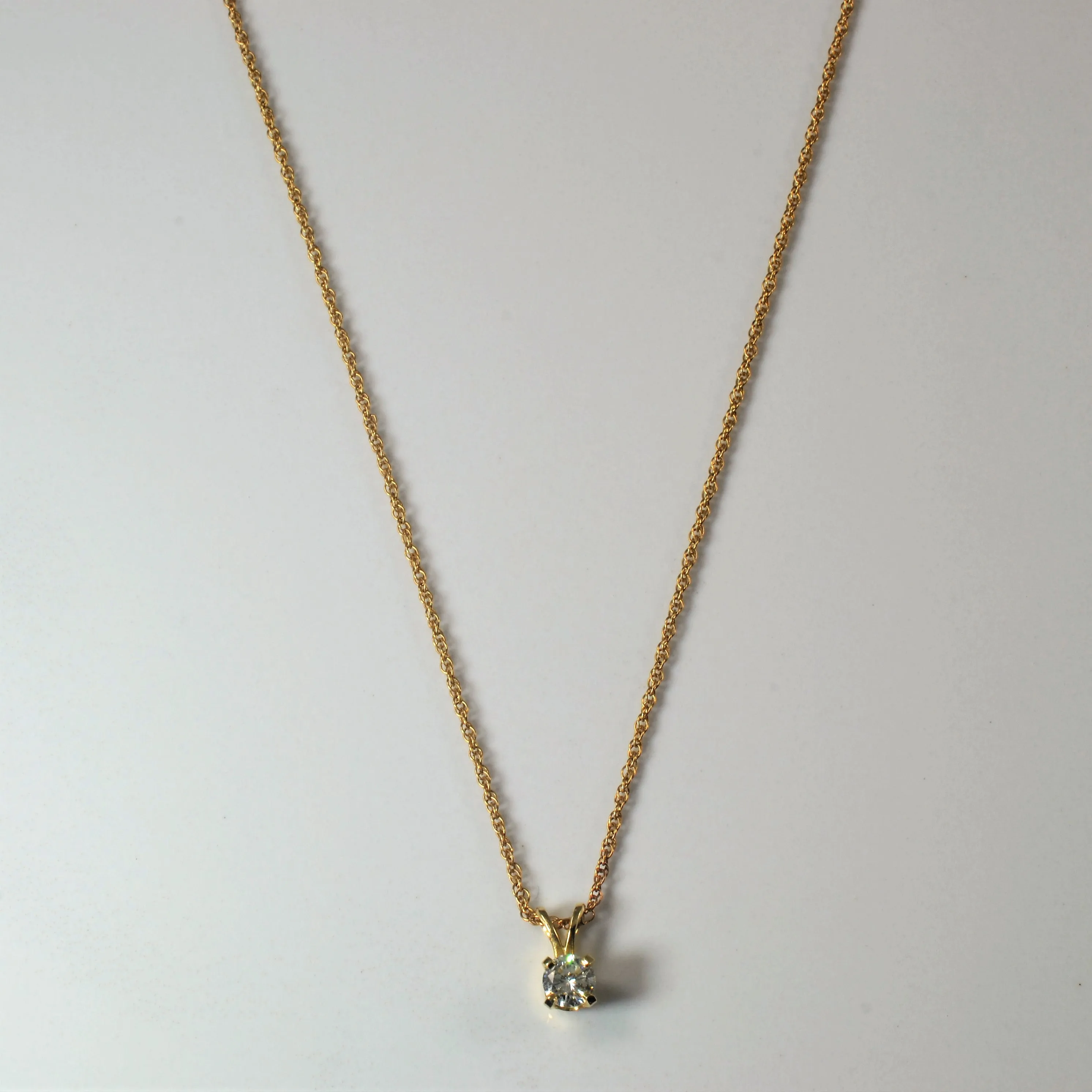 Solitaire Diamond Necklace | 0.28ct | 14" | Personalized Style Luxury Collection