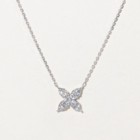 Dainty Detail Diamond Flower Pendant Necklace | 0.50ctw | 18" |