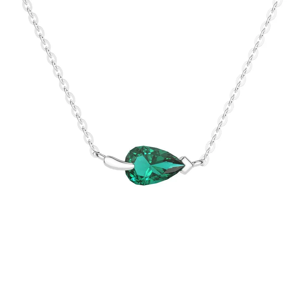 Fresh Finish 1CT. Pear Lab Grown Emerald Leaf Necklace