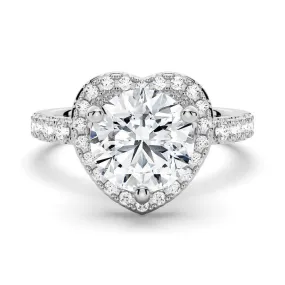 Brilliant Heart Moissanite Halo Engagement Ring Prize Piece Trendy Vibe