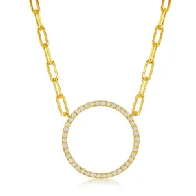 Sterling Silver Gold Plated Circle Necklace Artisan Piece Keepsake Item