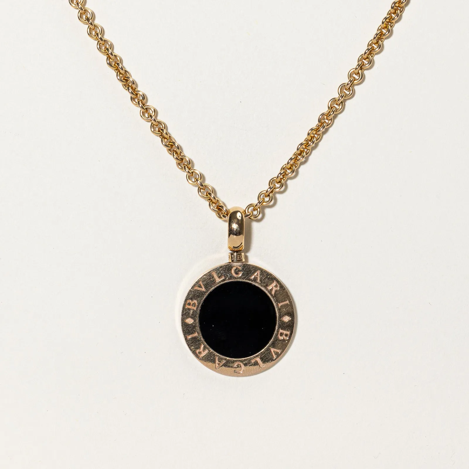 'BVLGARI' Onyx & Mother of Pearl Necklace | 2.30ct, 2.30ct | 18" | Vintage Mood