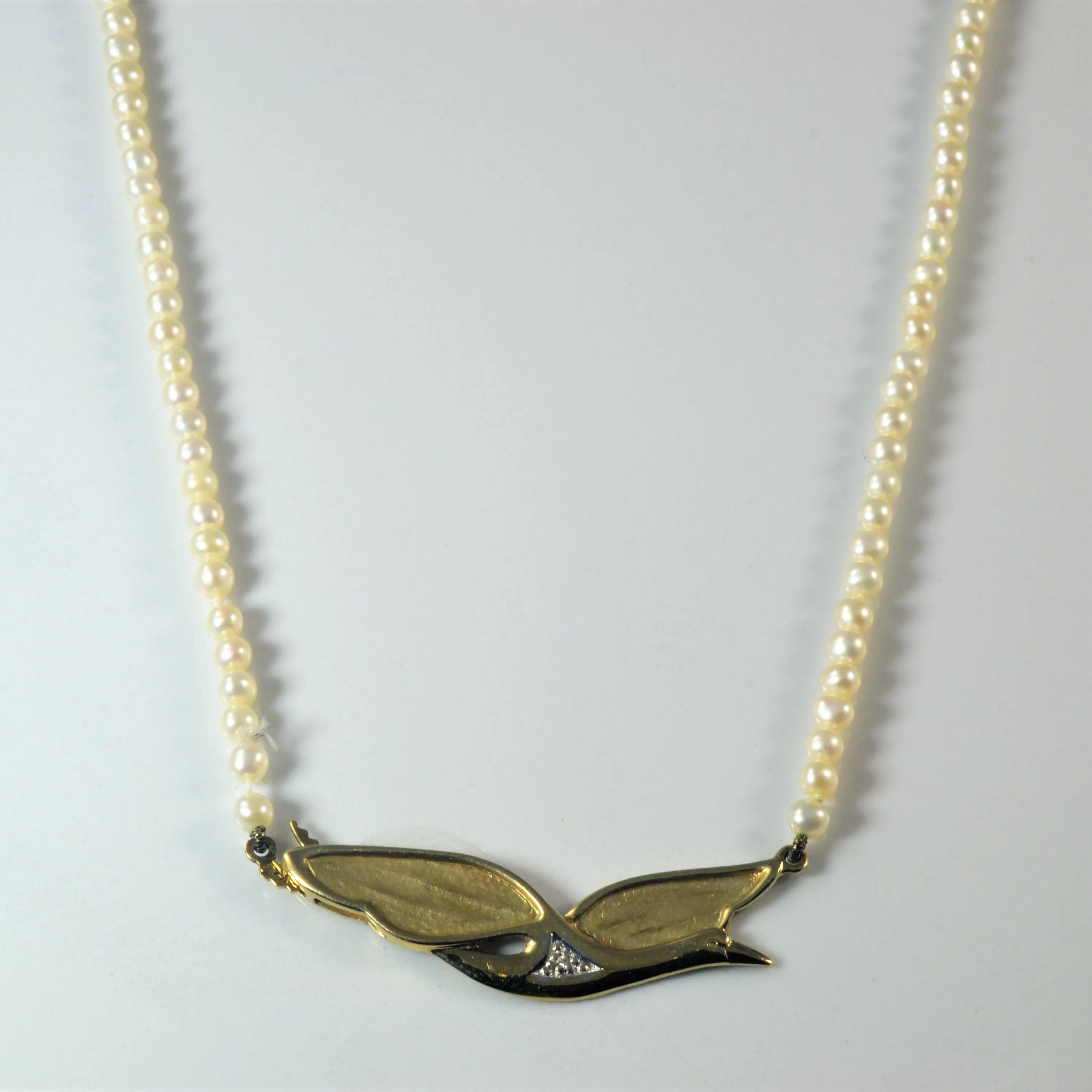 Canadian Diamond & Pearl Goose Necklace | 0.01ct | 17" | Sweet Touch