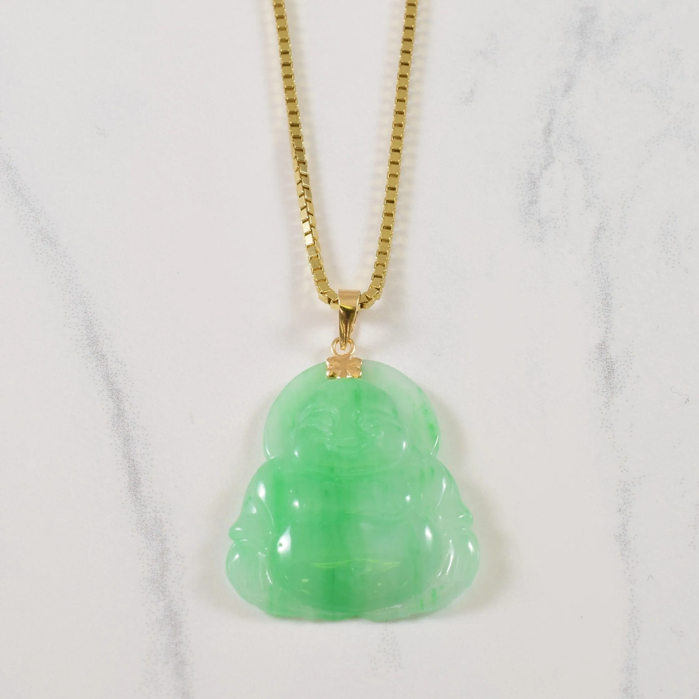 Flat Shot Modern Accent Carved Jadeite Necklace | 30.00ct | 15.5" |