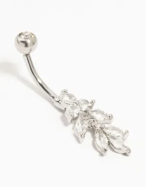 Titanium Marquise Diamante Drop Belly Bar Fashion Collection