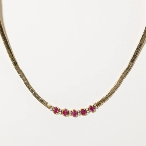 Ruby & Diamond Pendant Necklace | 2.50ctw, 0.18ctw | 17" | Bold Appeal Bright Mood
