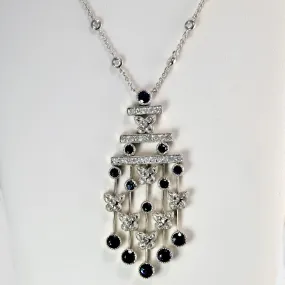 Luxury Craftsmanship Fresh Touch Chandelier Sapphire & Diamond Pendant Necklace | 1.75ctw, 0.60ctw, 18" |