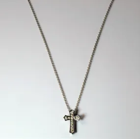 Channel Set Diamond Cross Necklace | 0.17ctw | 20" | Elegant Focus Timeless Form