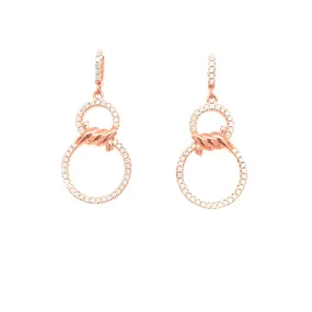 Dainty Trinket Ornate Vibe Rose Gold Plated Sterling Silver Twisted Circle Earrings