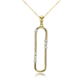 Gold Plated Sterling Silver "Diamond" Accent Paperclip Pendant Necklace Enhancing Item