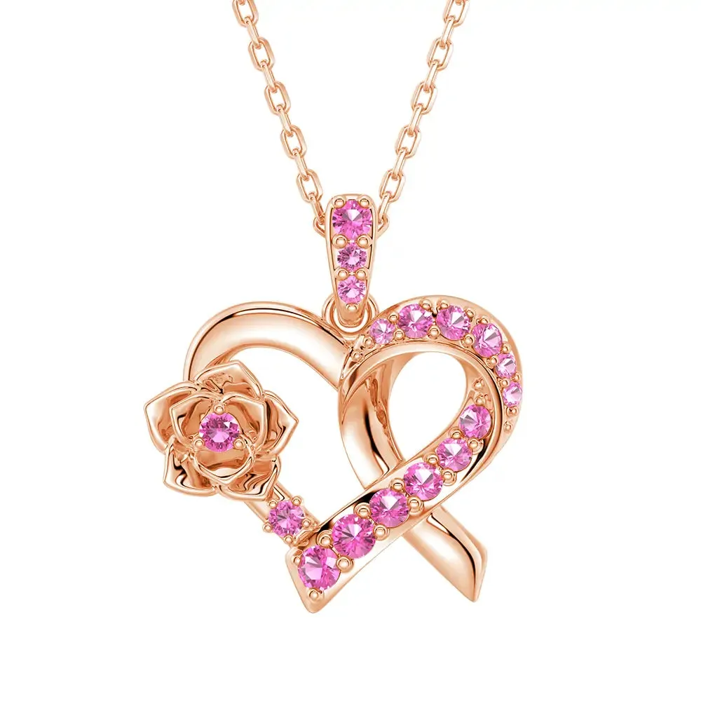 Occasion Wear "Blossom Of Hope" Breast Cancer Awareness Pendant Necklace