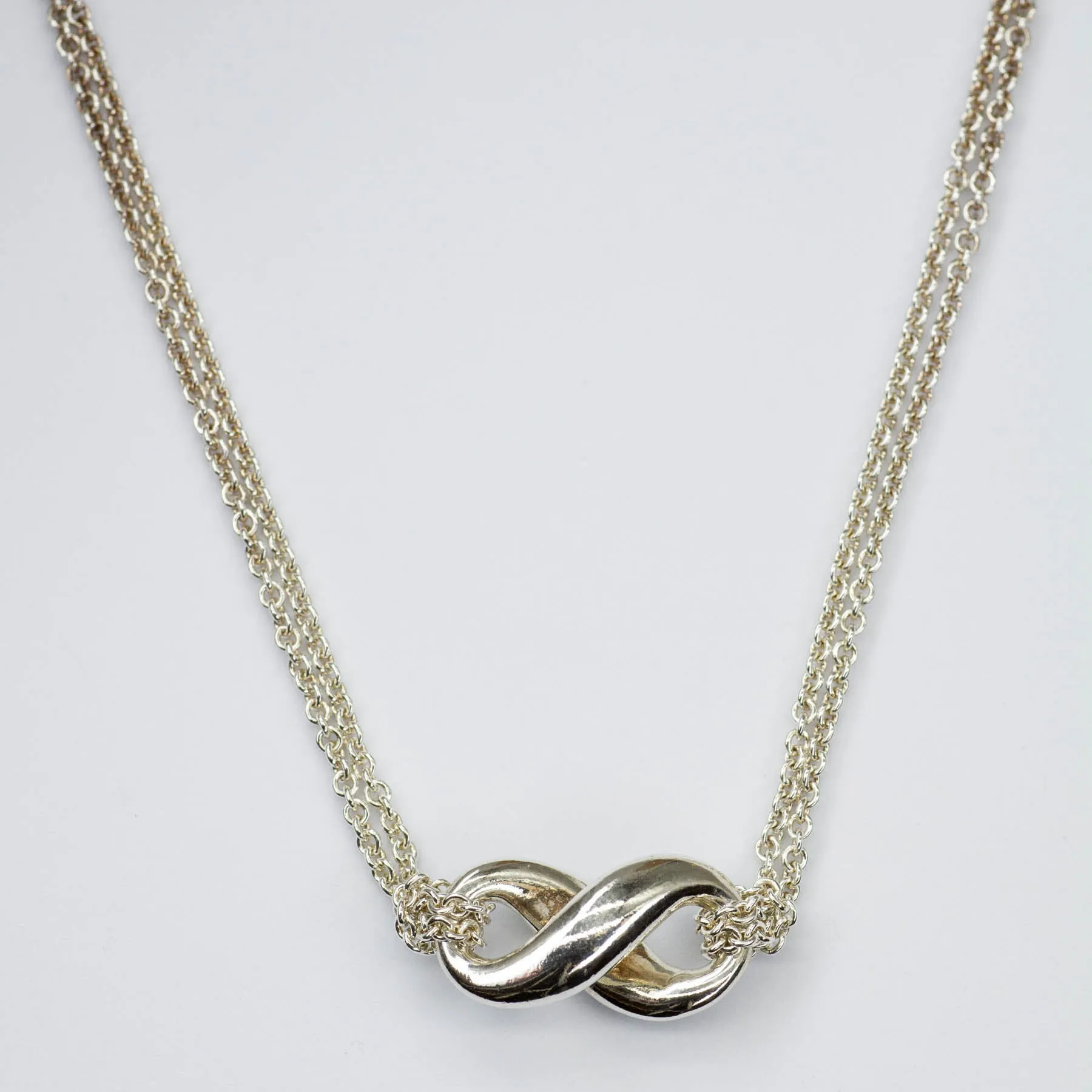 'Tiffany & Co.' Silver 925 Infinity Necklace | 16" | Glam fit Romantic Accent