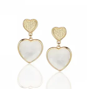 Gold Plated Sterling Silver Double Heart Earring Shiny Decor