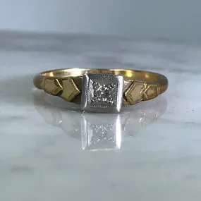 Out Of Box Customizable Design Art Deco Diamond Promise Ring. 18K Gold and Platinum Setting. April Birthstone. 10 Year Anniversary.