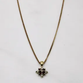 Ruby & Diamond Cluster Burst Necklace | 0.06ctw, 0.05ctw | 16" | Stylish Flow