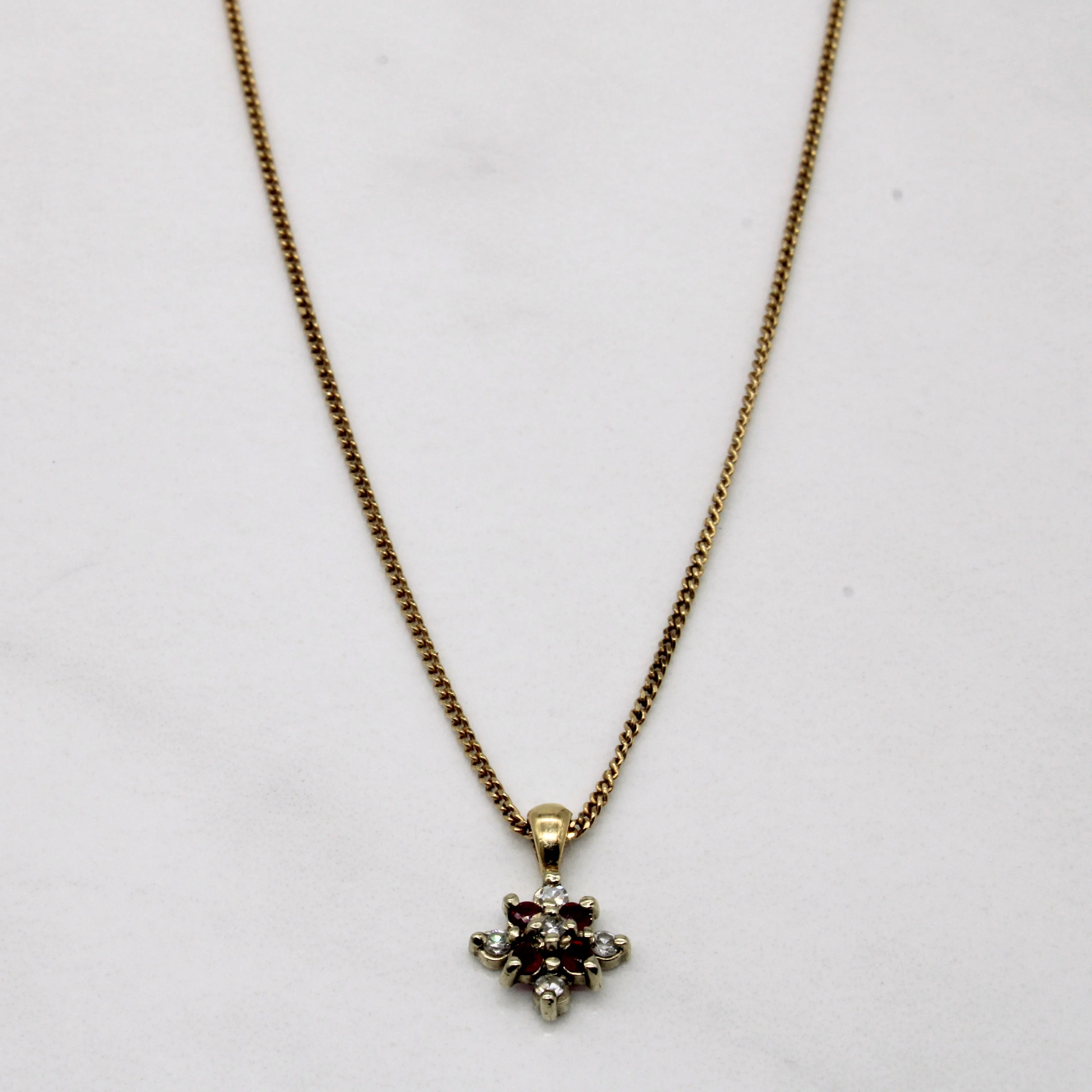 Ruby & Diamond Cluster Burst Necklace | 0.06ctw, 0.05ctw | 16" | Stylish Flow