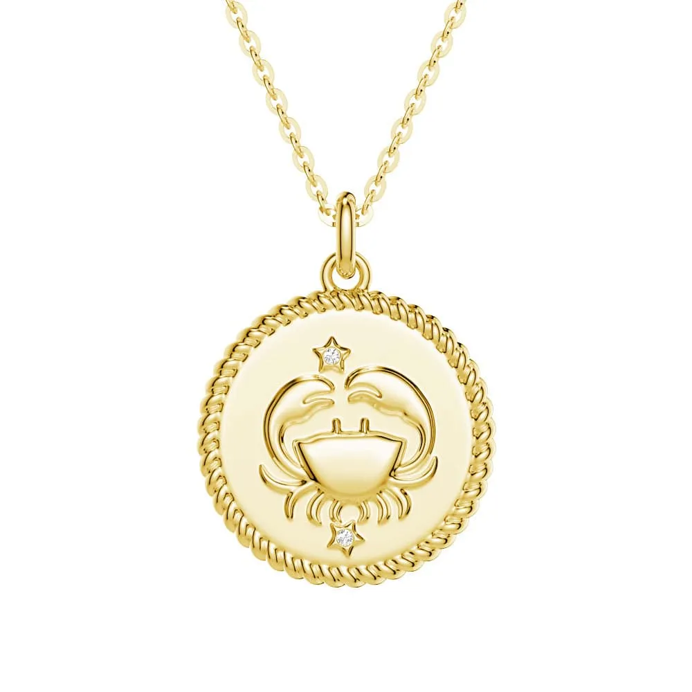 Cancer Constellation Lab Grown Diamond Birthstone Pendant Necklace Season Match Luxury Shine