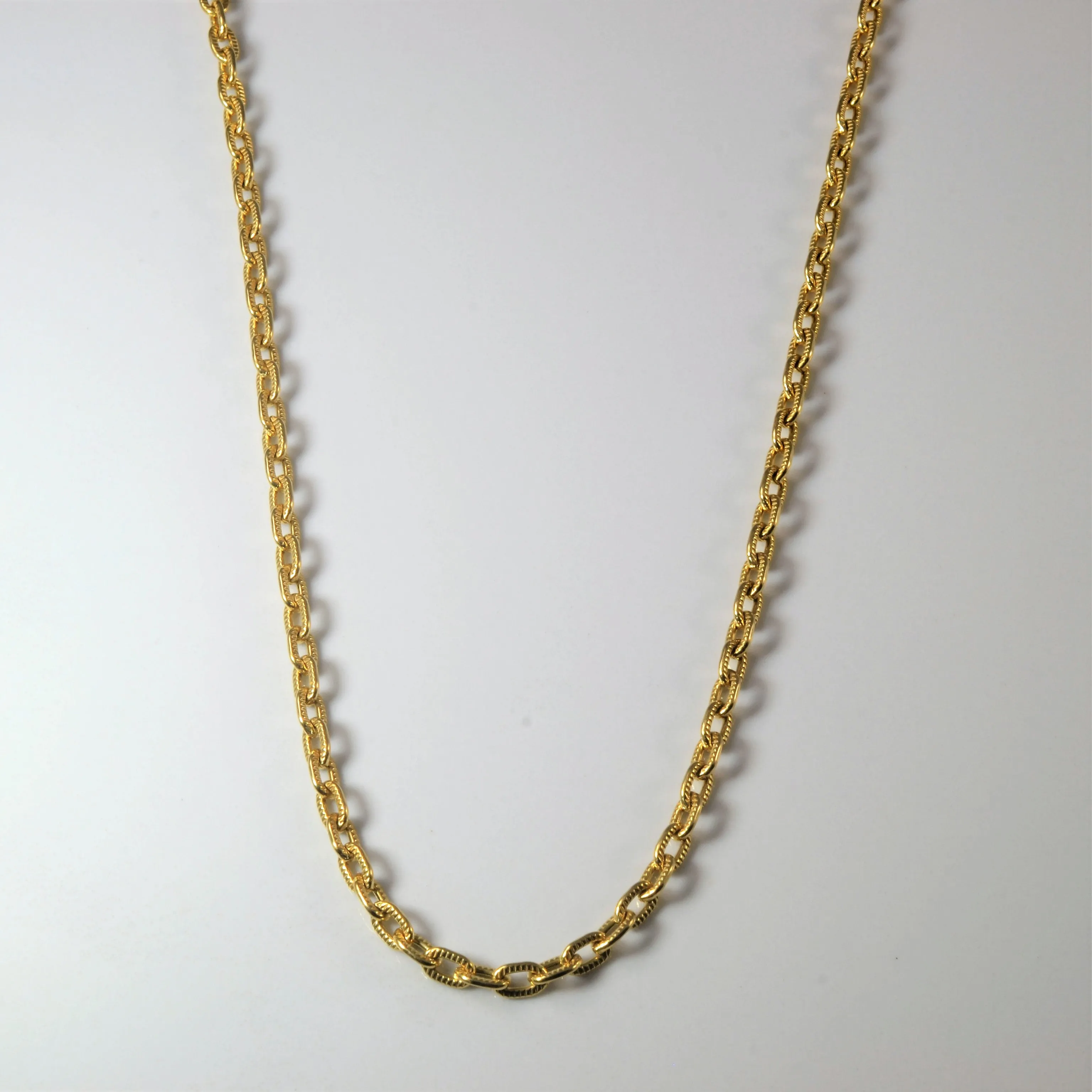 date night look Vintage Italian 18k Yellow Gold Textured Rolo Chain | 27" |