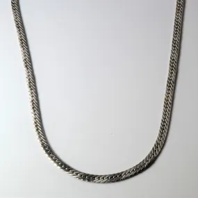 18k White Gold Herringbone Chain | 17.5" | Luminous Finish