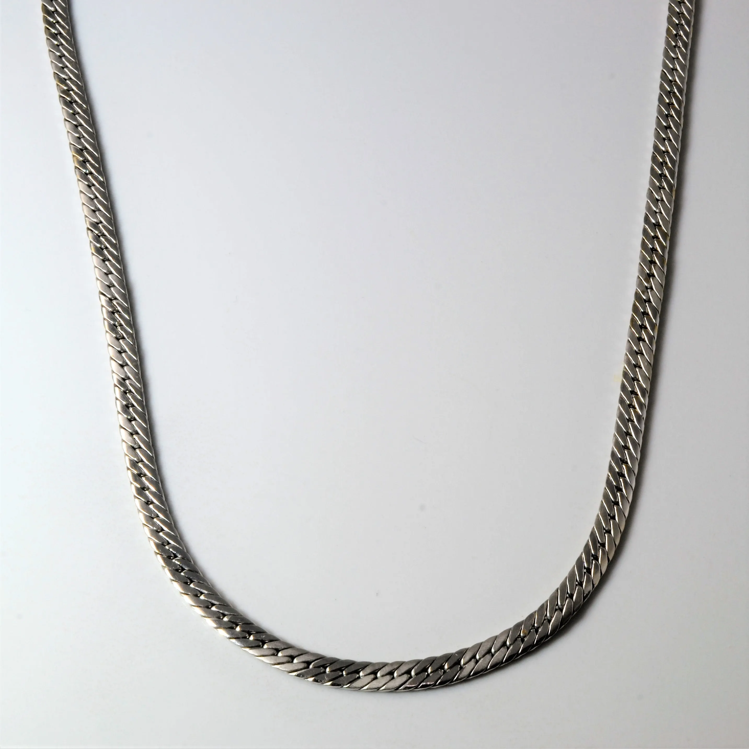 18k White Gold Herringbone Chain | 17.5" | Luminous Finish