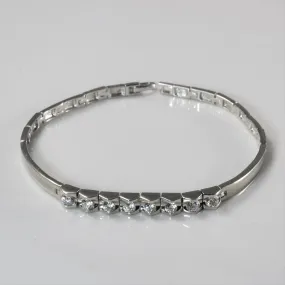 18k White Gold Tension Set Diamond Bracelet | 0.42ctw | 6"| Luxury Layer Timeless Accessory