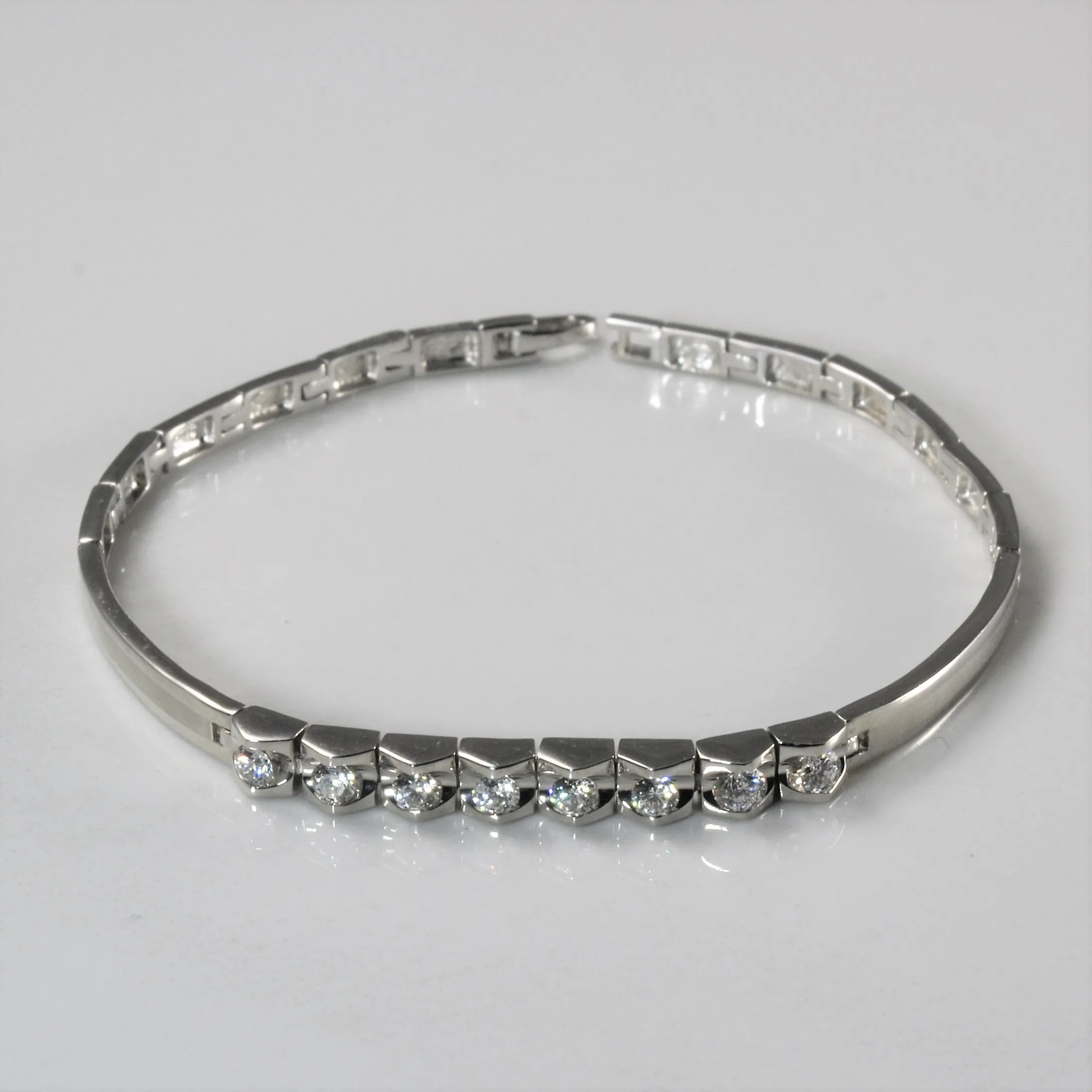 18k White Gold Tension Set Diamond Bracelet | 0.42ctw | 6"| Luxury Layer Timeless Accessory