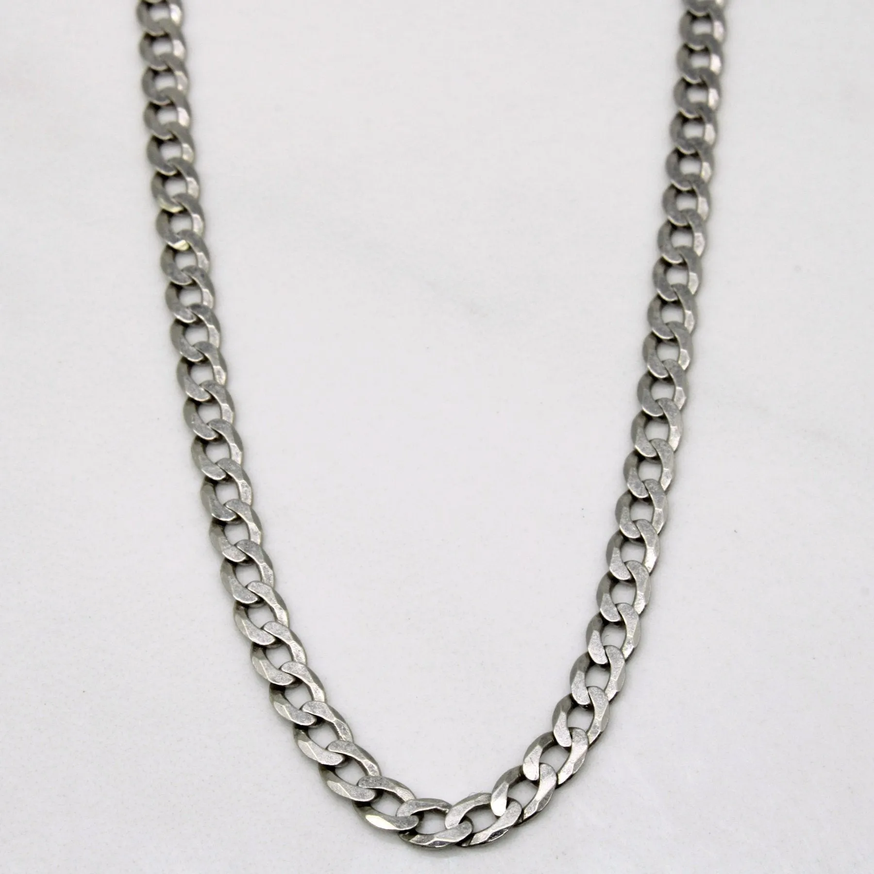 Stylish Layer 10k White Gold Curb Link Chain | 22" |