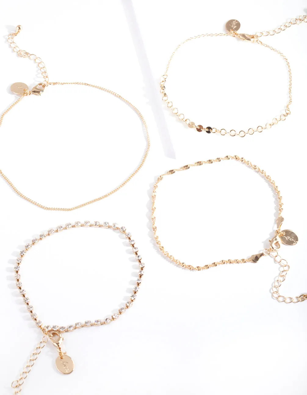 Gold Chain Mix Bracelet/ Anklet Set Vibrant Glam Luxury Feel