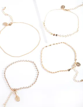 Gold Chain Mix Bracelet/ Anklet Set Vibrant Glam Luxury Feel