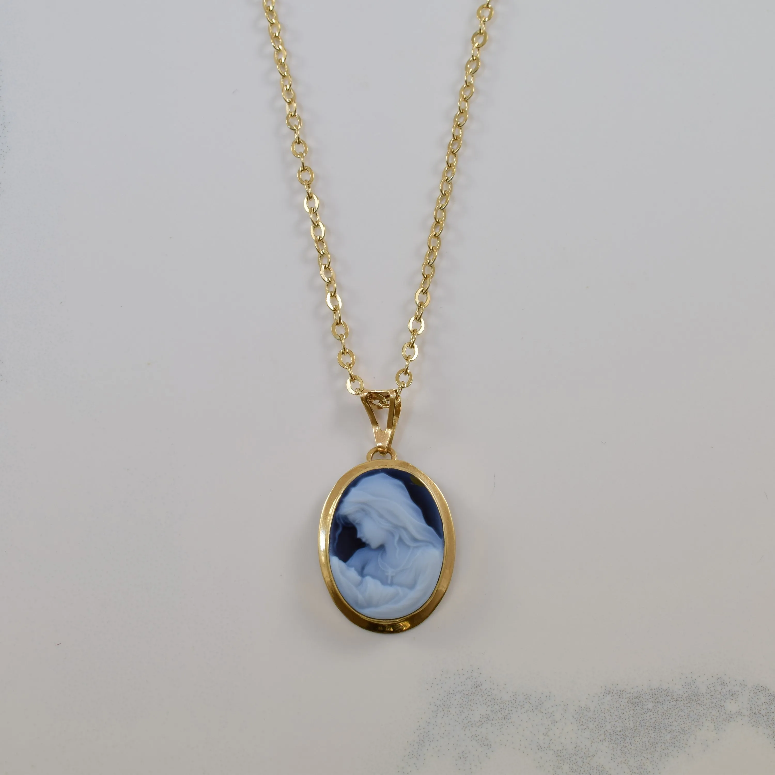 Party Outfit Mother & Child Cameo Necklace | 4.60ct | 18" |