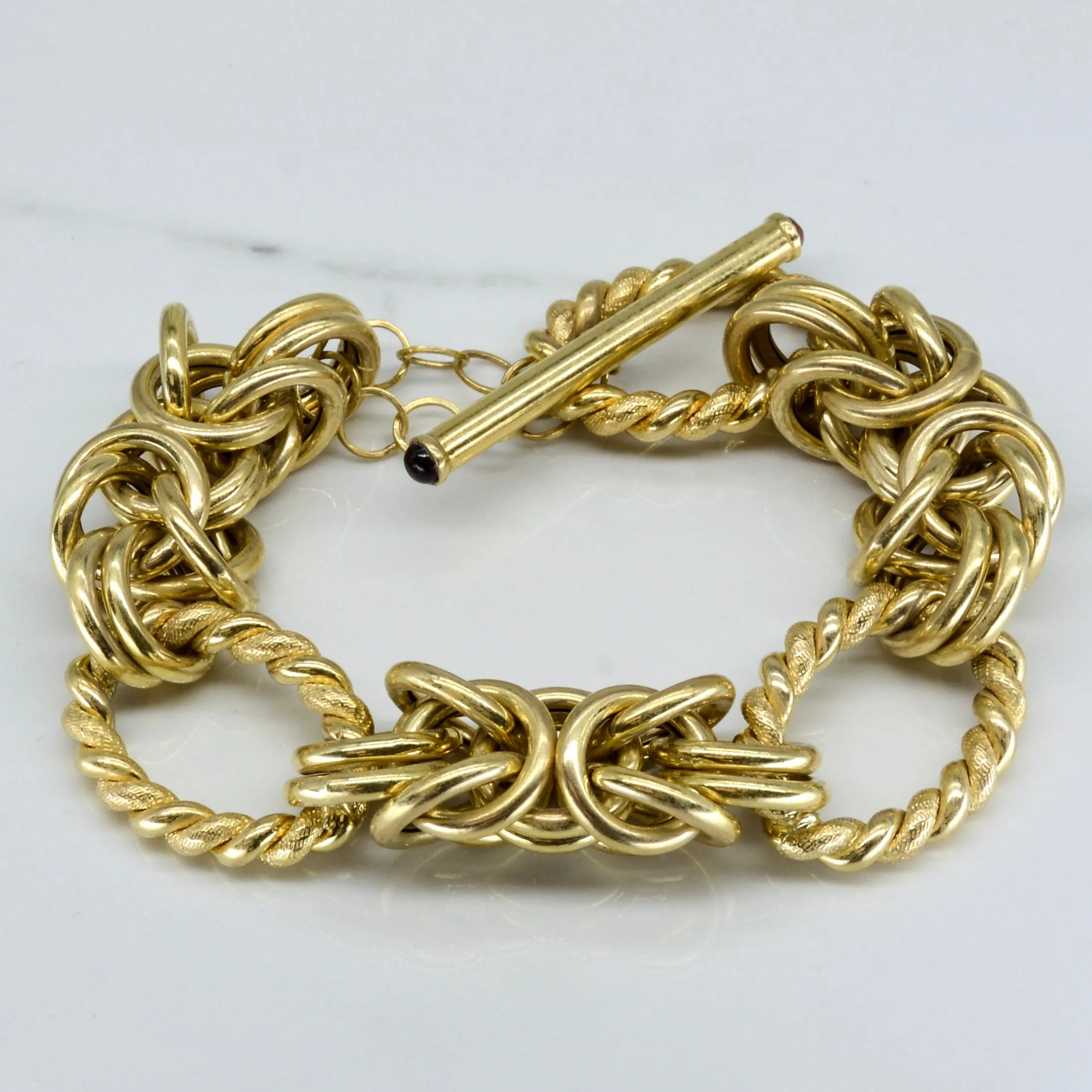 Chunky Fancy Chain Gold Bracelet | 8" | Smooth Accent