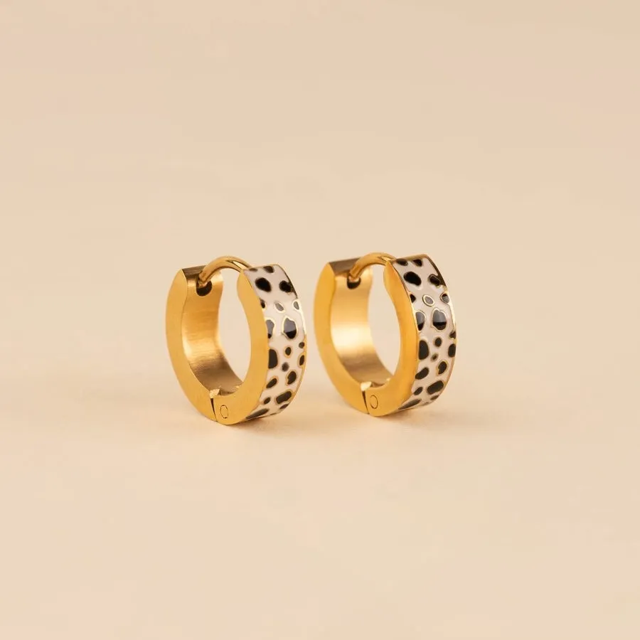 Leopard Chunky Huggie Hoop Earrings Everyday Accessory
