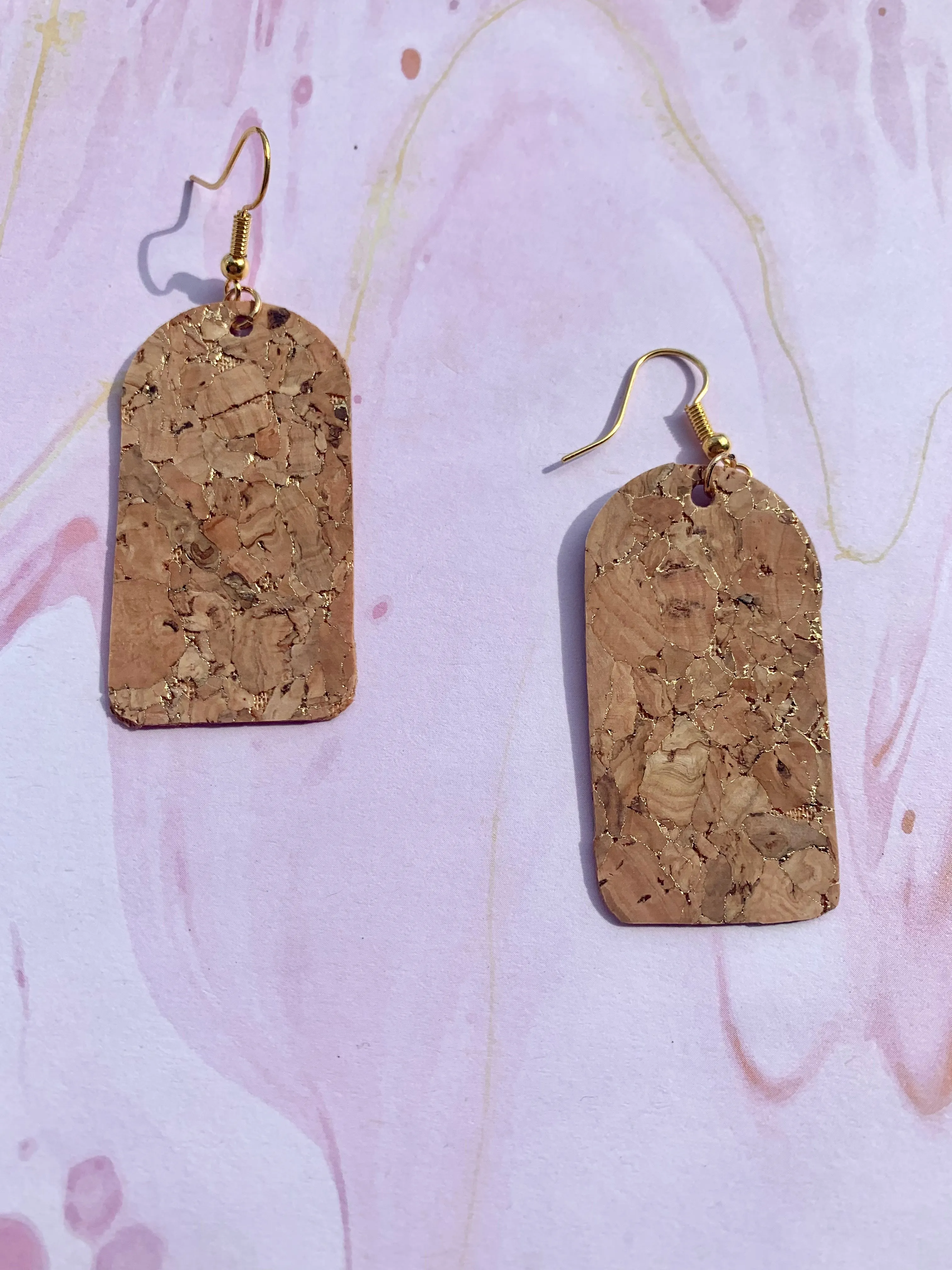 Premium Piece Cork Earrings - Gold