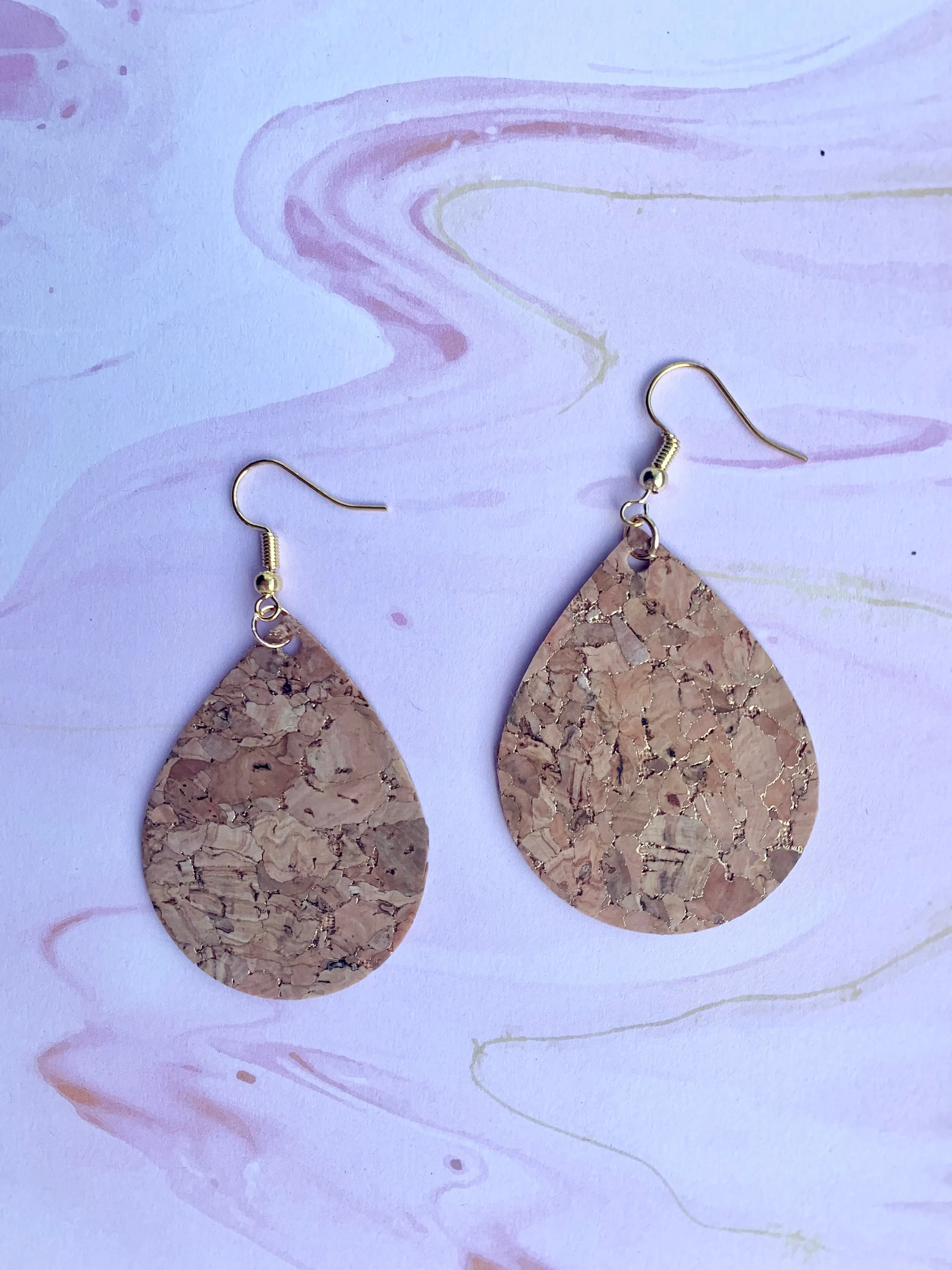 Ornate Product Round Item Cork Earrings - Gold
