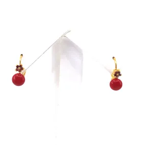 Surgical Steel Red Ball Earrings Durable feature Gorgeous Item