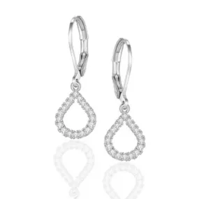 Gold Plated Surgical Steel CZ Hollow Teardrop Shape Earrings Beautiful Adornment Creative Accessory